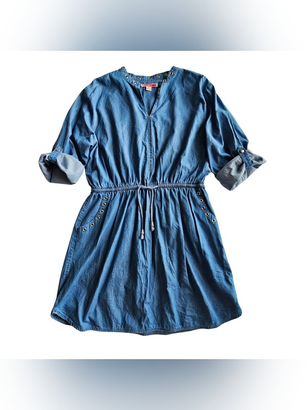 Coastal Cowboy Western Costume Denim Mini Dress w/ Grommet Details Plus Size 2X